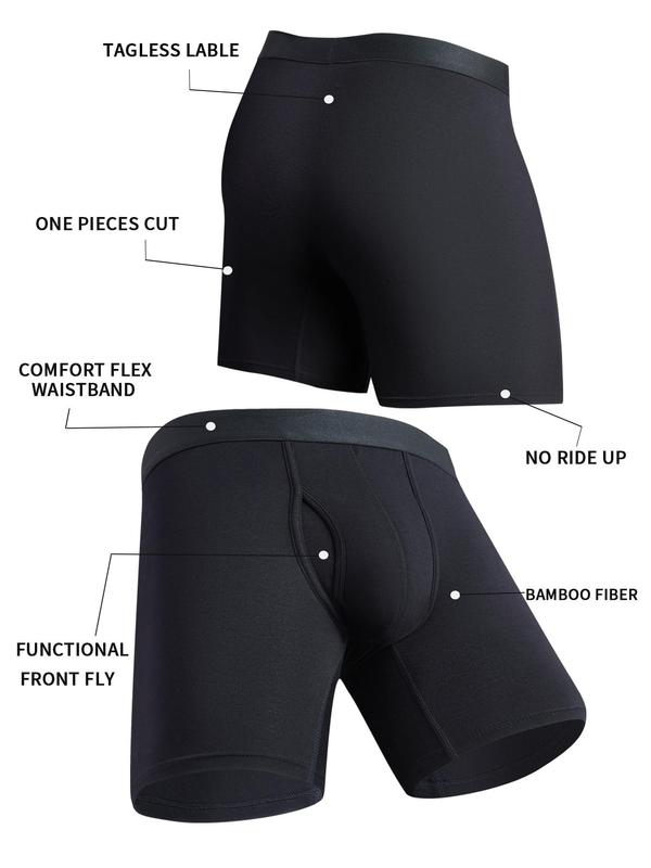Men's Solid Color Bamboo Fiber Boxer Brief, Breathable Comfortable Underwear for Daily Wear, Underwear for Men, Casual Men's Underwear Clothing for All Seasons 2