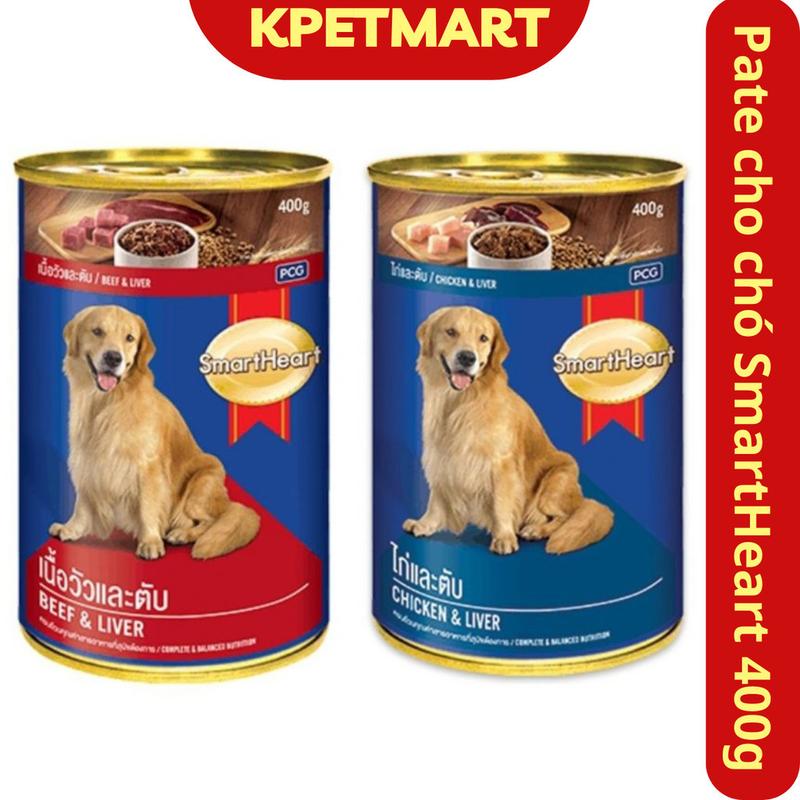  Pate Cho Chó SmartHeart Lon 400g Vị Bò Gà & Gan - Thức Ăn Cho Chó Dạng Ướt Đóng Hộp - KPETMART - Thức Ăn Chó - Pate Chó 