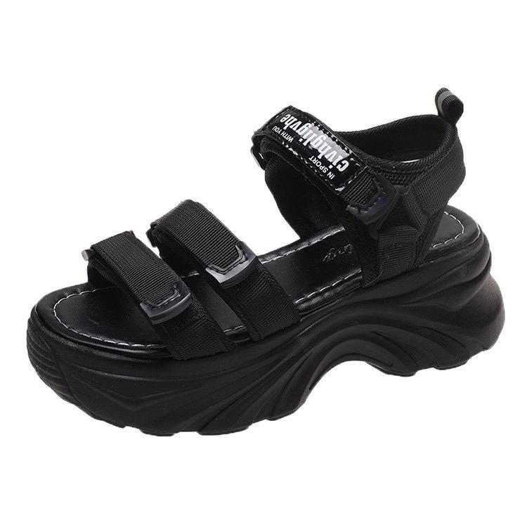 Sandal nữ 2 quai dán đế cao 7cm kiểu dáng Hàn Quốc 2023 3