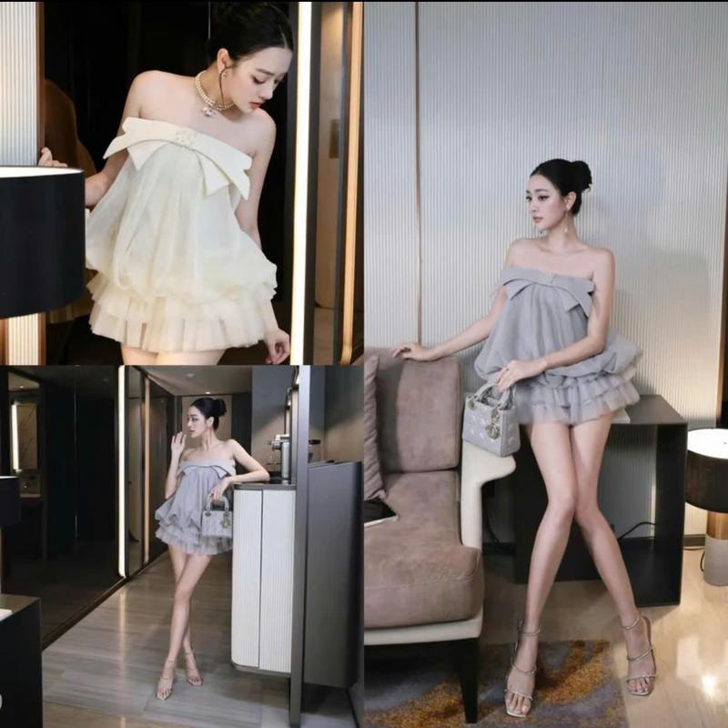 Váy tơ quây bồng chân tầng xếp li 2 màu V23 - Nữ - Women 0