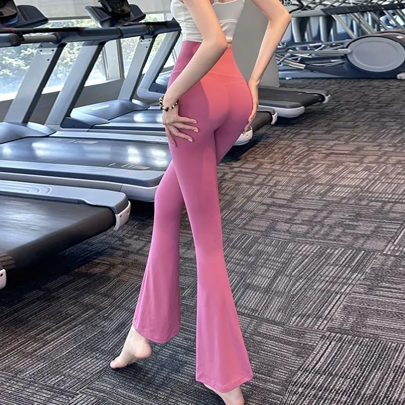 Quần yoga nữ với các cạnh chống cuộn cho chạy, thể thao, thể dục, chặt chẽ, nâng tạ, quần loe, thắt lưng, hông đầy, quần thể thao cho tất cả các mùa thể thao Legging Sport Trang Phục