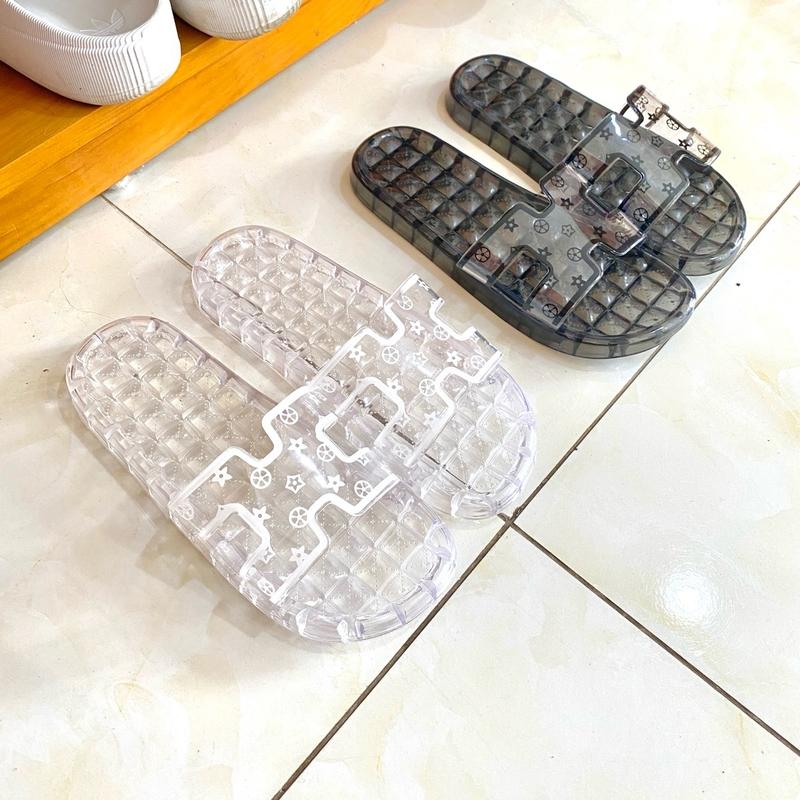 Dép Pha Lê H Quai Trong Họa Tiết Sang Chảnh Chống Trơn Trượt Trắng/Đen Size 36 - 41 Có Quai Dép Lê dép quai ngang dép  hm dép  chữ h Nữ
