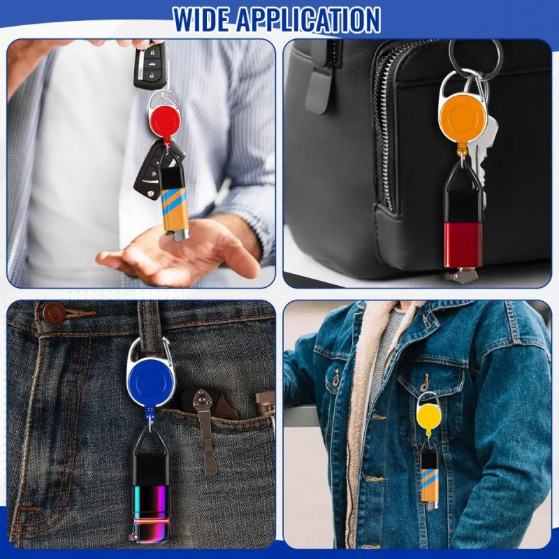 8pcs Retractable Lighter Clip Assorted Color Lighter Holder Keychain with Clip Classic Lighter Cover, Single Clip for Convenience, Black, White, Red, Blue, Yellow, Green, Pink, Orange 8