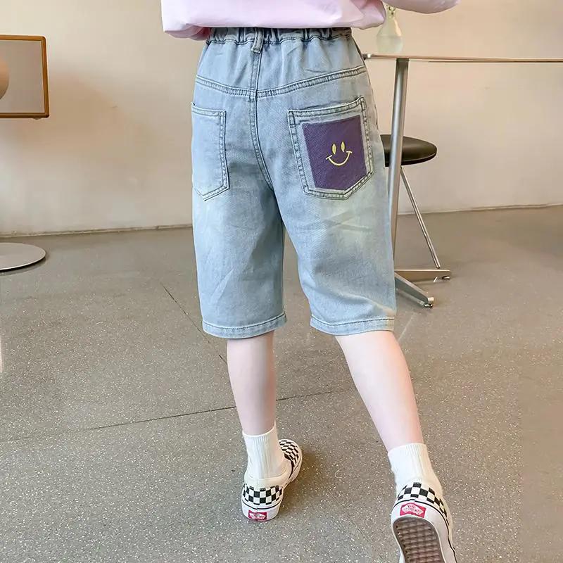 Quần Short Denim Phong Cách Phương Tây Mỏng, Cho Bé Gái, Thích Hợp Cho Mùa Hè, Quần Thường Ngày Cho Trẻ Em, Cho Trẻ Em Trung Bình Và Lớn, Quần Dài Đến Đầu Gối Cho Bé Gái, 2025 3