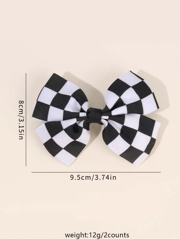 Checkerboard Pattern Bow Decor Hair Clip, Cute Hair Accessories for Girls, Minimalist Headwear Suitable for Thick Hair, Fashion Hair Accessories for Party, Daily Clothing Decor 1