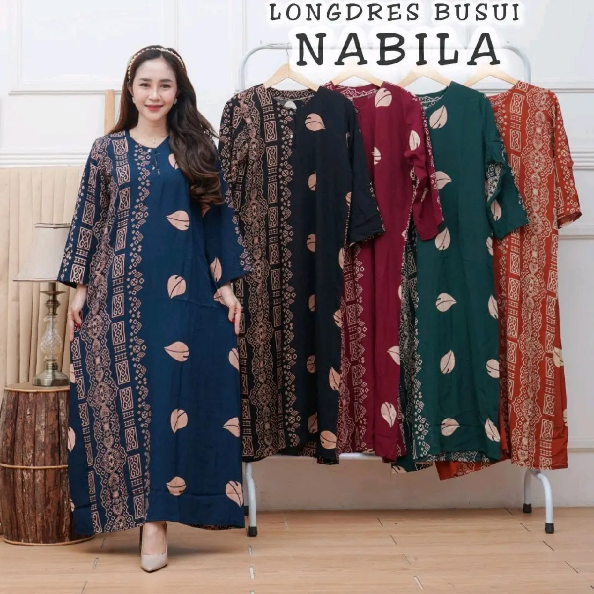 gamis longdress baju batik pekalongan murah berkualitas batik indonesia atasan ootd outfitt keren sehari hari gamis kekinian Rayon Wanita Casual Panjang Nyaman Motif