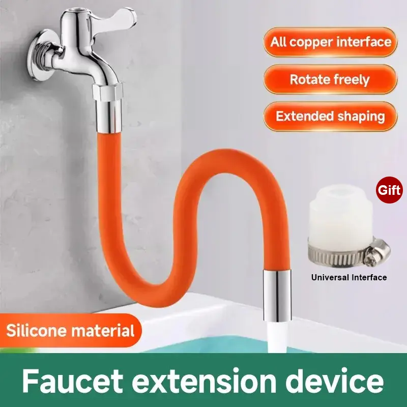 Kitchen Faucet Extension Extender Universal 360° Rotating Silicone Flexible Hose Water Tap Pipe Tube for Bathroom Wash Basin
