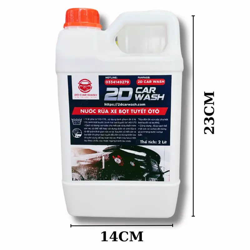 Nước rửa xe 2dcarwas 2L chất lượng cao bọt tuyết siêu bóng sơn Tặng: xô + Khăn 25x25 + cọ nhựa 6