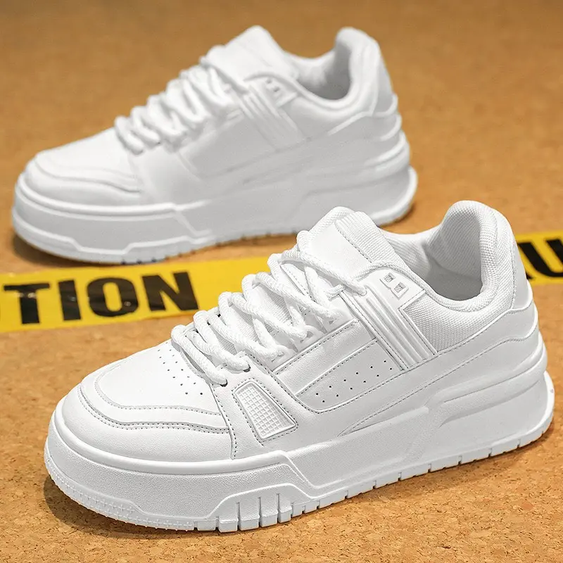 Giày nam Sneaker mẫu mới hót trend của năm da PU mềm, 2 màu trắng đen Shoes Đế Bằng