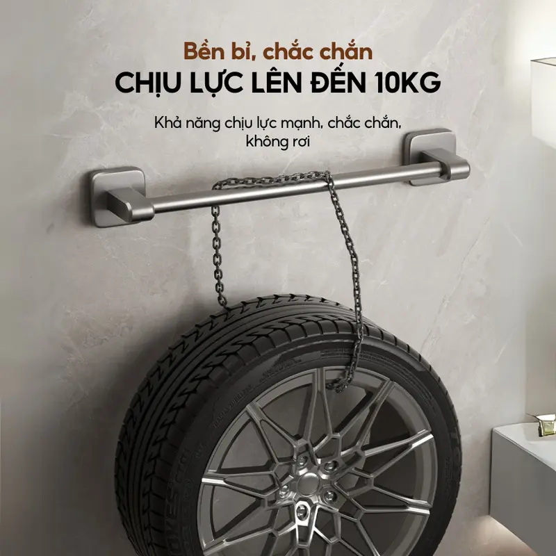 Thanh treo khăn nhà tắm nhà bếp dán tường LAVAR Chịu lực 20kg kèm miếng dán dính chắc chắn 2