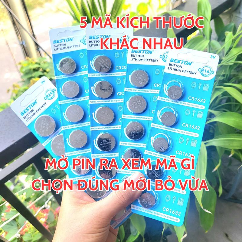 Vỉ 5 viên pin CR2016 CR2025 CR2032 CR1632 CR2450 Beston Pin nút 3V dùng cho điều khiển ô tô smarkey Đèn