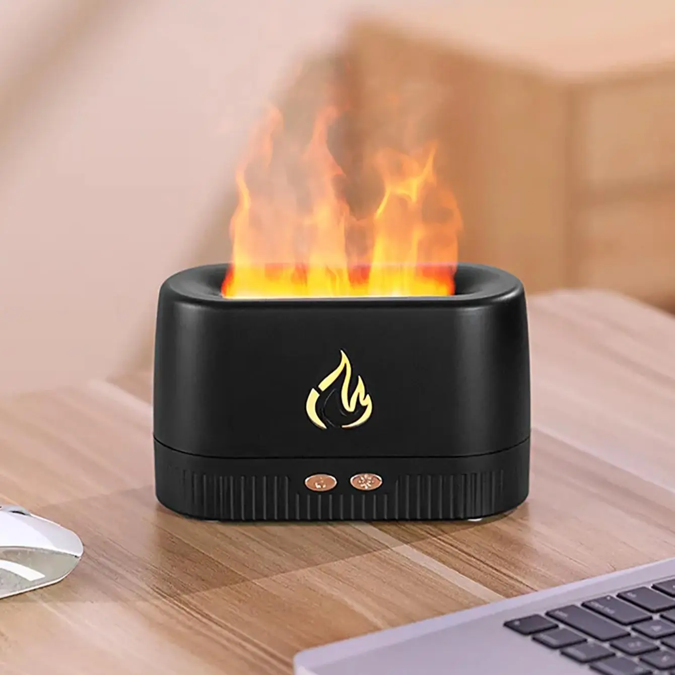 Creative Simulation Flame Aroma Diffuser, USB Powered Aromatherapy Machine, Household Air Humidifier for Bedroom Home Office