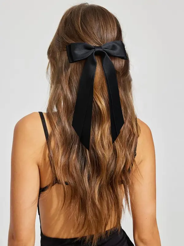 Solid Color Bow Decor Hair Clip, Cute Hair Accessories for Women & Girls, Minimalist Headwear Suitable for Thick Hair 3