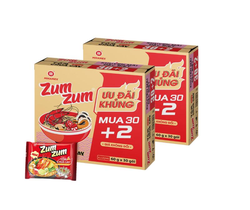 Combo 2 thùng Mì ăn liền Tôm Chua Cay 60 (2 thùng 60 gói TẶNG 4 gói) hảohảodali mì  tom