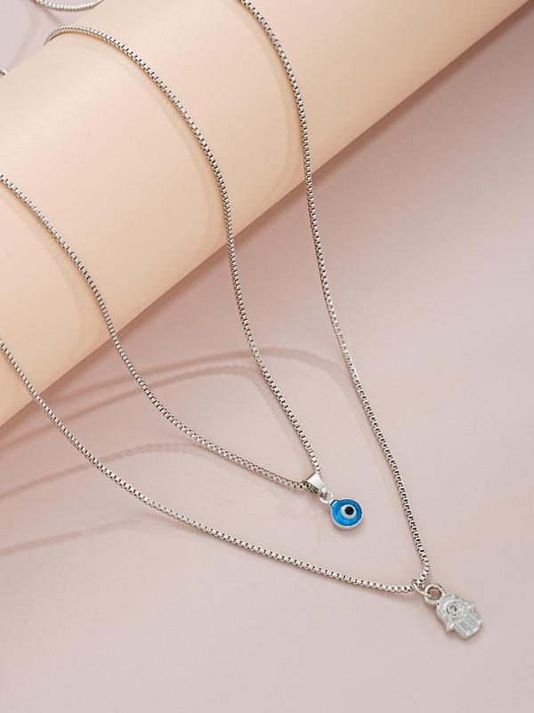 Fashion Eye Charm Pendant Layered Necklace for Women & Men, Fashion Jewellery for Party, Daily Clothing Decor, Trendy All-match & Exquisite Jewelry for Birthday Gift 2
