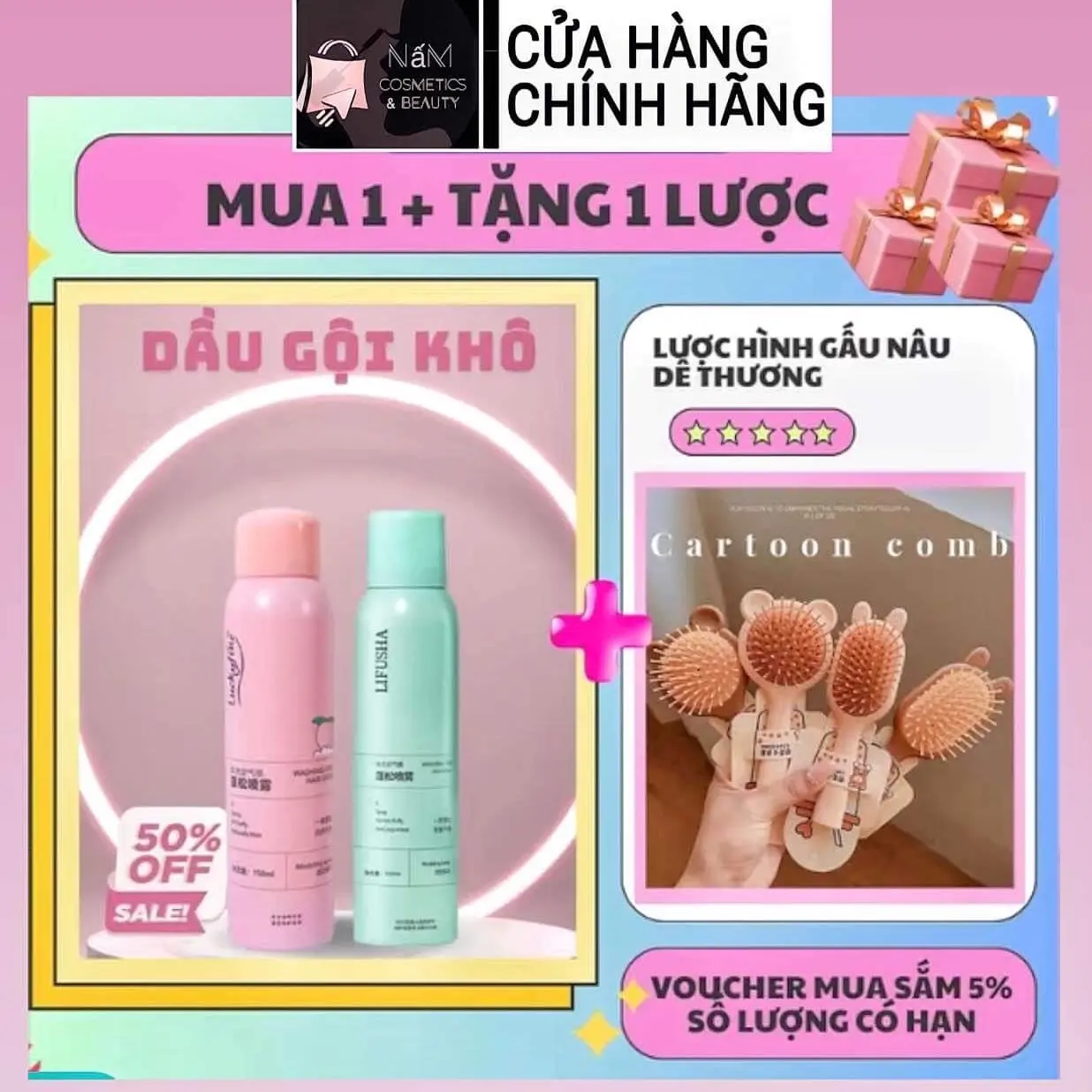 [MUA 1 TẶNG 1] Dầu gội khô dạng xịt làm phồng , giữ nếp tóc, hết bết dính siêu tốc + tặng lược Nữ