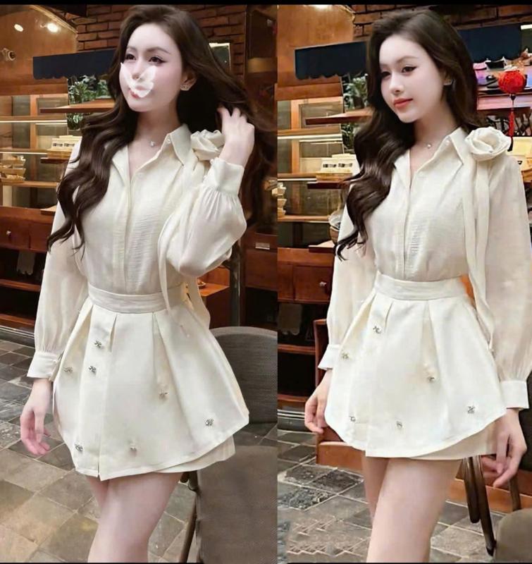 LYNA - Set Váy Thiết Kế gồm Áo Sơ Mi Mix Chân Váy Tafta - E04 Nữ Women