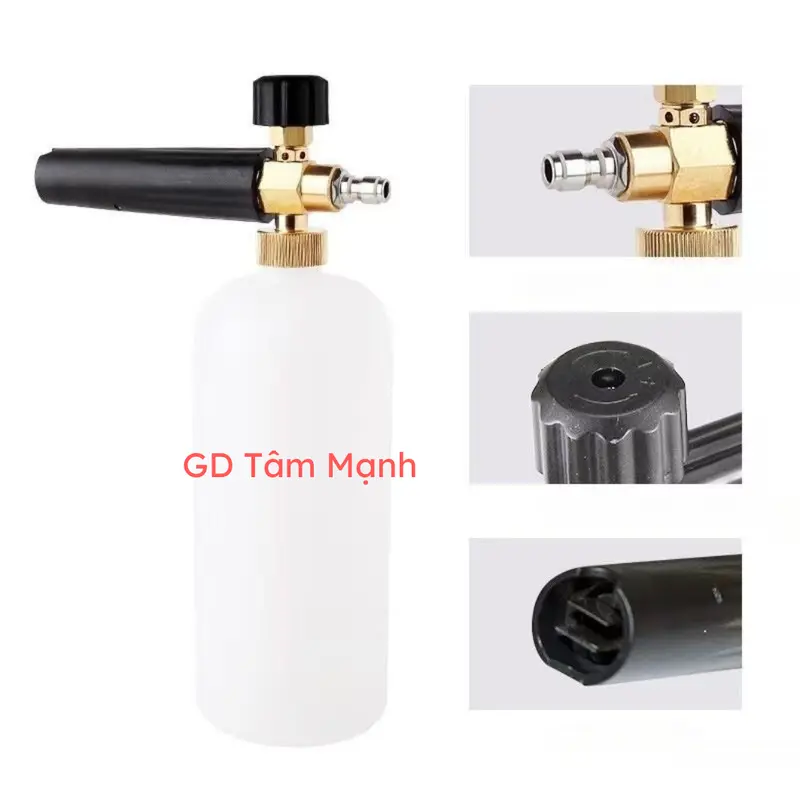 Bộ vòi xịt phun bọt tuyết rửa xe 1L lắp máy rửa xe áp lực cao và 5 béc xịt góc độ. 1
