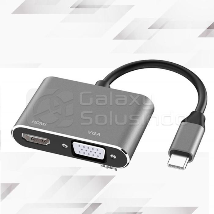 Gambar MAXLINE Type C to HDMI + VGA Converter dari GASOL DINOYO MALANG Kota Malang Tokopedia