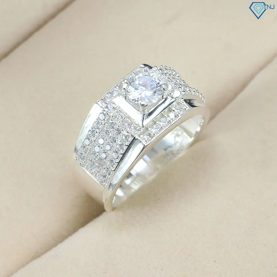 Nhẫn bạc nam đính đá Cubic Zirconia sang trọng cao cấp NNA0310 - Trang Sức TNJ
