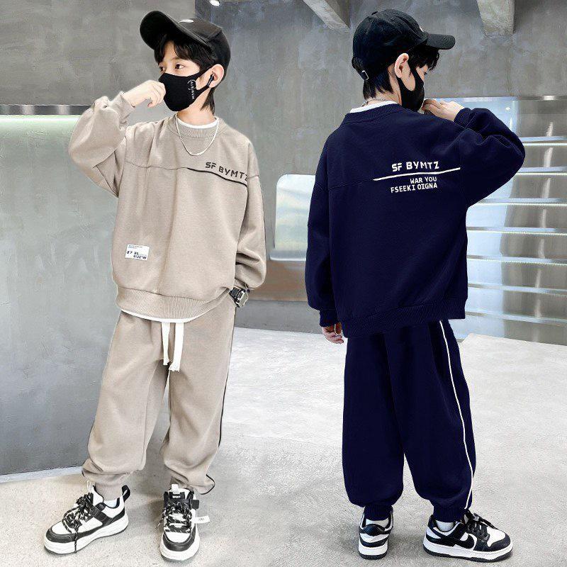 Bộ quần áo thu đông trẻ em 14-48kg dành cho bé trai mẫu SF , Chất Nỉ Da Cá, Bộ dài tay, Set đồ cho bé, Đồ bộ bé trai và bé gái - B07