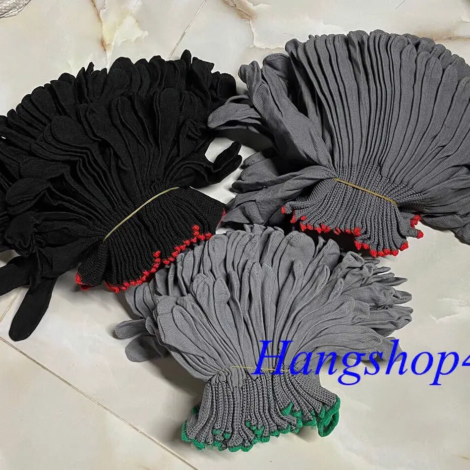 Lố 12 đôi Găng Tay Sợi Mút Đen / Mút Xám - Găng Tay Sợi Mút Lao Động/ Găng Tay Bảo Hộ Lao Động