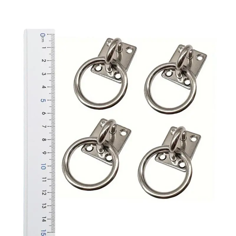 Stainless Steel Square Eye with Ring, 4 Counts/set Corrosion Resistant Kayak Hardware, Outdoor Kayak Accessories for Kayaking