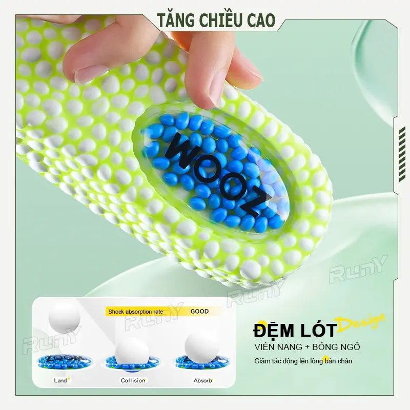 Miếng Lót Giày Tăng Chiều Cao, Đệm Khí, Miếng Đệm Nửa, Chèn Mềm, Thích Hợp Cho Giày Tăng Chiều Cao, Thể Thao, Bóng Rổ, Bảo Vệ Gót Chân độn nam 1