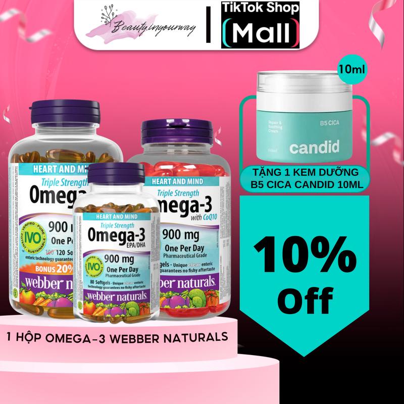 TPBVSK Viên Uống Dầu Cá Omega 3 Hỗ Trợ Bảo Vệ Sức Khỏe Webber Naturals Triple Strength Omega-3, Hàng Công Ty