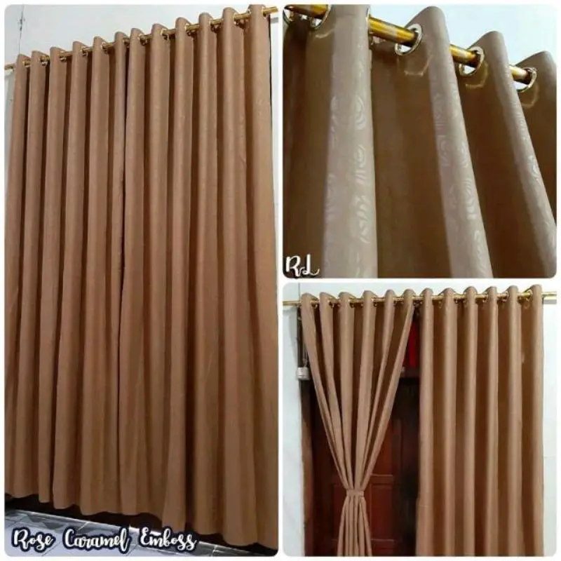 Gorden Pintu Jendela Smokring Minimalis Hitam Katun - Ukuran L110cm x Tinggi 220 - Curtain