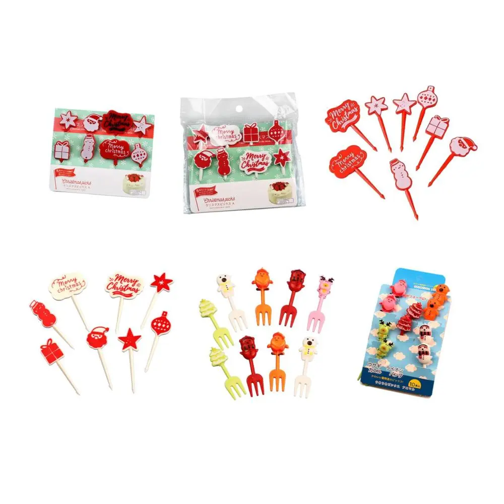 8Pcs Christmas Food Picks Fruit Food Forks for Appetizers Cheese Cake
