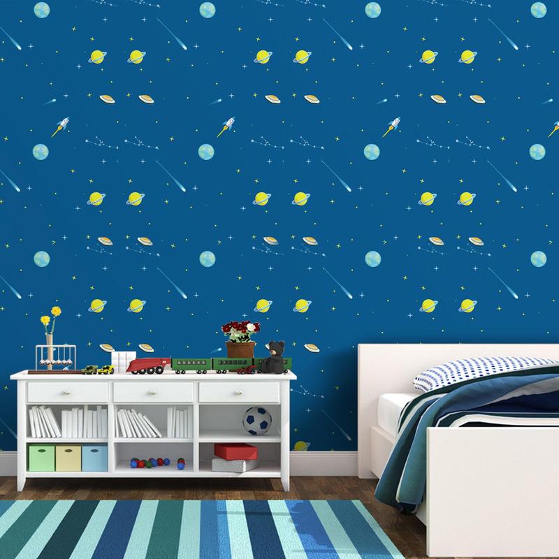Product Introduction of Cartoon Space Pattern Wallpaper, 1 Roll Waterproof Self Adhesive Peel and Stick Wallpaper, Starry Sky Pattern Removable Wall Paper for Kids Boys Girls 11