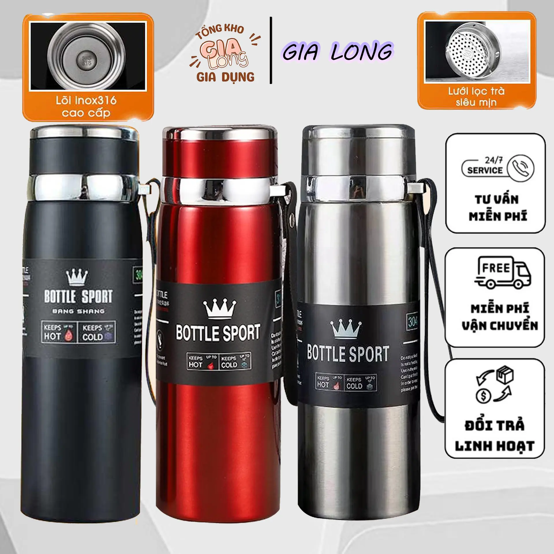 BÌNH GIỮ NHIỆT BOTTLE SPORT 1L- Bình giữ nhiệt Bottle Sport 1000ml inox cao cấp