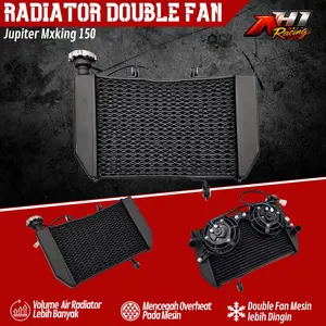 RADIATOR JUPITER MXKING 150 MX KING 150 AH1 RACING DOUBLE FAN BIG VOLUME SUPER QUALITY OVERHEAT SOLUTION