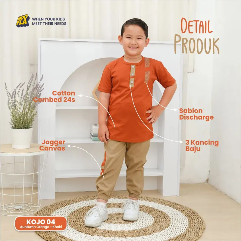 Hoofakids - Set Koko Celana Jogger Anak Laki Laki Muslim Setelan Koko Jogger Furqon  Baju 7