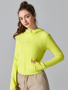 Women's Solid Zip Up Hooded Coat, Casual Long Sleeve Pocket Sports Outerwear for Fall & Winter, Women's Sportswear for Outdoor Activities