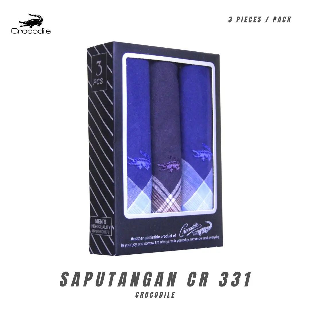 Saputangan Crocodile CR 331 Kualitas Premium Cotton Isi 3 Pcs