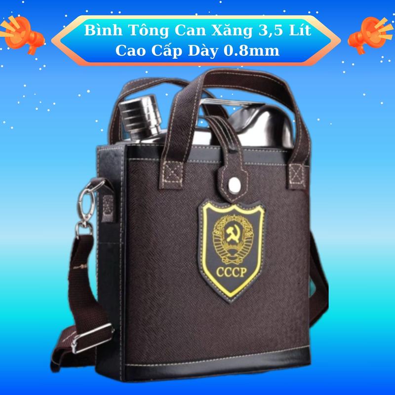 Bình Tông inox 3,5 lít Cao Cấp Dáng Can Xăng inox 304 đựng nước, Đựng Gụ cho các Bác mang đãi Anh em, bạn bè không sợ bể vỡ dày 0,8mm