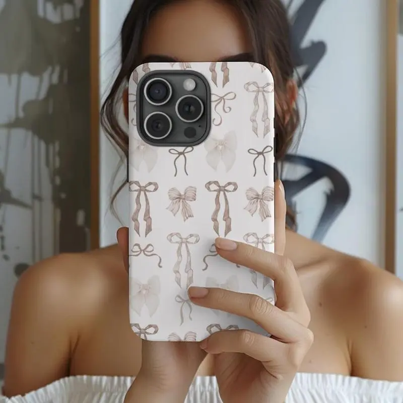 Bow Pattern Phone Case, Fashion Phone Protective Case, Phone Accessory Compatible with iPhone 11 12 13 14 15 16 Pro Max/Pro/Plus