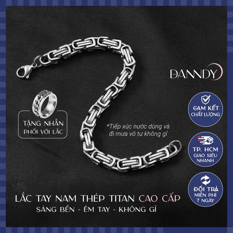 Vòng Tay Nam Thép Titan Không Gỉ Sáng Bóng Thiết Kế Nam Tính Dễ Đeo Phối Đồ Tặng Nhẫn Phối Với Lắc Chất Lượng Cao Cấp | Dandy