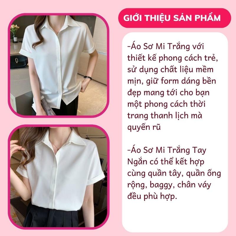 Product Introduction of Áo Sơ Mi Trắng Tay Ngắn Nữ Rymola, SơMi Ngắn Tay,Thời trang Công Sở, Somi Trắng Bigsize, Chất Vải Cotton Không Nhăn 39