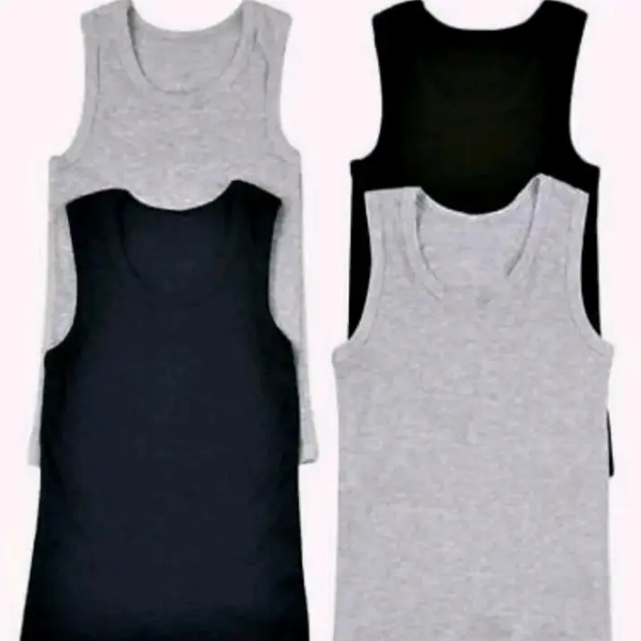 PAKET!! 2 PCS SINGLET DALAMAN DEWASA SLIMFIIT POLOS HITAM PUTIH SETRIP Katun Pria Kaos Cowok Oblong Santai