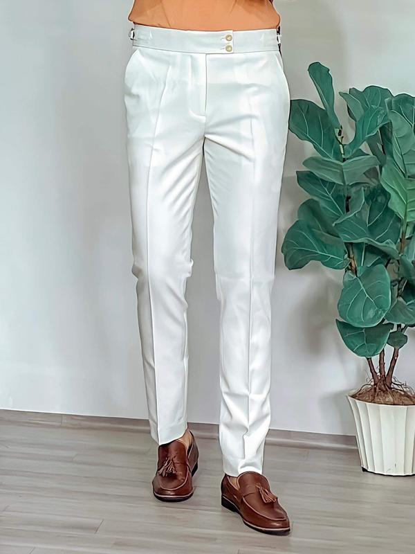 Quần Âu 2 Dây Đai Màu Trắng Kem Nam Menswear Pants