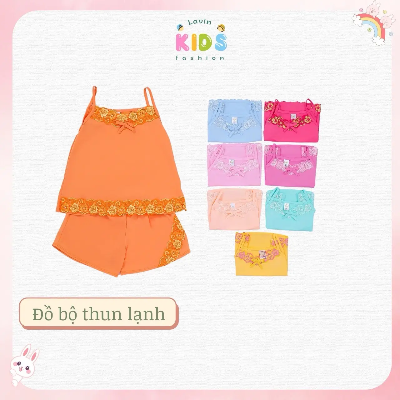 Đồ bộ thun lạnh 2 dây bé gái size 5-35kg