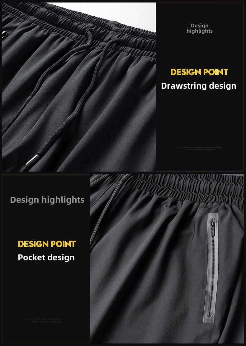 Product Introduction of Men's ice silk casual pants, summer lightweight loose large size quick-drying sports pants, men's trend slim-fit straight-leg long pants 4