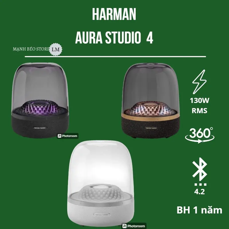 Loa Bluetooth Harman/Kardon Aura Studio 4 - 130W - 360 độ - Chính hãng Pgi Bh 12 tháng 0
