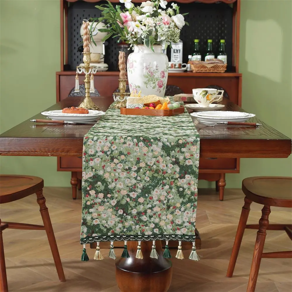 Floral Pattern Table Runner, 1 Count Boho Style Table Runner, Table Decoration Supplies for Home Kitchen Dining Room
