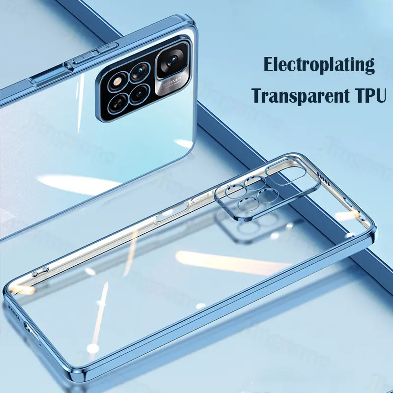 Transparent Casing For Xiaomi Redmi Note 11 11S 11 Pro+ Plus 5G Redmi Note 13 12S 12 10 9 Pro+ Plus Max 5G 4G Phone Case Soft Silicone TPU Electroplating Clear Lens Protection Back Cover