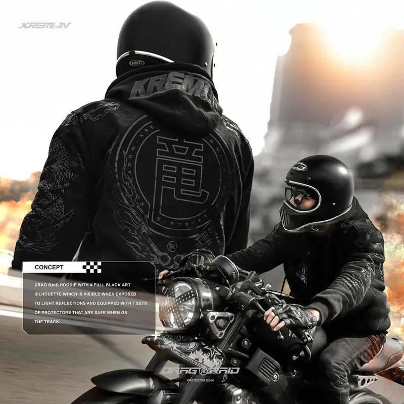 KREMLIN - Zipper Hoodie Bikers with 7-set Protector gear  - DRAGRAID 7