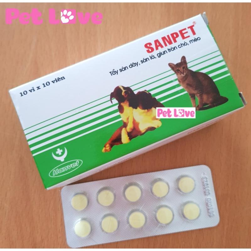  10 viên Sanpet tẩy sán dây sán lá giun tròn chó mèo 